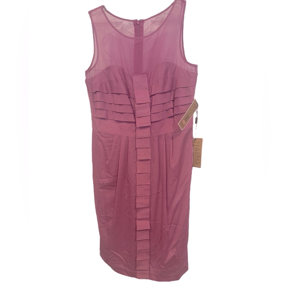 Nue by Shani Sheer Topped Pleated Shapewear Midi Dress Size 10